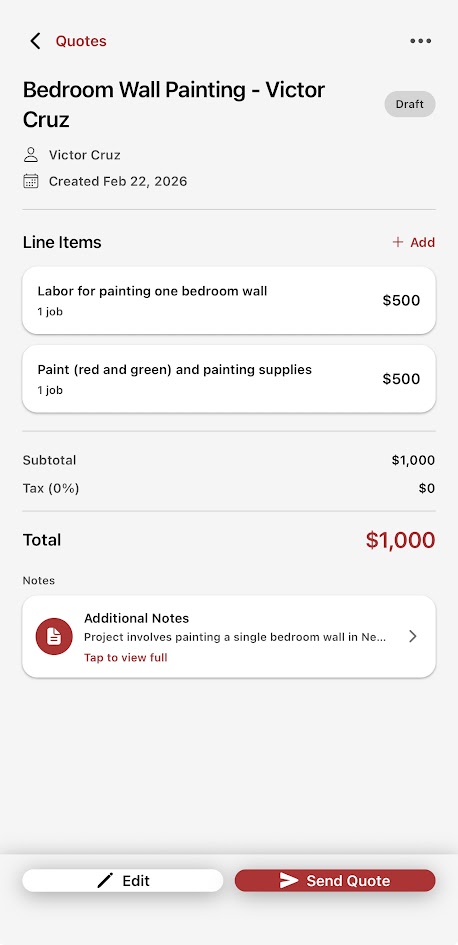 Alicerce - Quote details